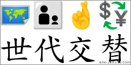 世代交替 對應Emoji 🗺 👨‍👦 🤞 💱  的對照PNG圖片