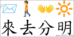 來去分明 對應Emoji 📨 🚶 👐 🔆  的對照PNG圖片