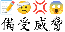 备受威胁 对应Emoji 📝 🤕 💢 😱  的对照PNG图片
