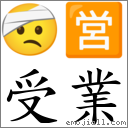 受業 對應Emoji 🤕 🈺  的對照PNG圖片