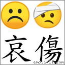 哀傷 對應Emoji ☹ 🤕  的對照PNG圖片
