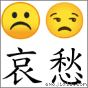 哀愁 對應Emoji ☹ 😒  的對照PNG圖片