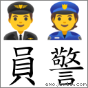 员警 对应Emoji 👨‍✈️ 👮  的对照PNG图片