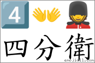 四分卫 对应Emoji 4️⃣ 👐 💂  的对照PNG图片