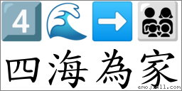 四海為家 對應Emoji 4️⃣ 🌊 ➡ 👨‍👩‍👧‍👦  的對照PNG圖片