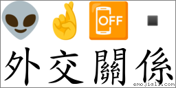 外交關係 對應Emoji 👽 🤞 📴   的對照PNG圖片