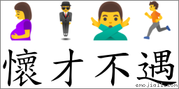 懷才不遇 對應Emoji 🤰 🕴 🙅‍♂️ 🏃  的對照PNG圖片