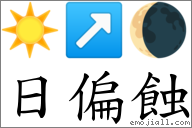 日偏蝕 對應Emoji ☀️ ↗ 🌘  的對照PNG圖片