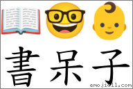 書呆子 對應Emoji 📖 🤓 👶  的對照PNG圖片