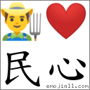 民心 對應Emoji 👨‍🌾 ❤️  的對照PNG圖片