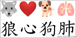 狼心狗肺 對應Emoji 🐺 ❤️ 🐕 🫁  的對照PNG圖片