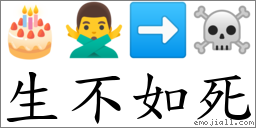 生不如死 對應Emoji 🎂 🙅‍♂️ ➡ ☠  的對照PNG圖片