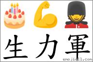 生力军 对应Emoji 🎂 💪 💂  的对照PNG图片
