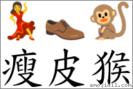瘦皮猴 對應Emoji 💃 👞 🐒  的對照PNG圖片
