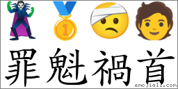 罪魁祸首 对应Emoji 🦹 🥇 🤕 🧑  的对照PNG图片