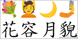 花容月貌 對應Emoji 💐 💆 🌙 🤳  的對照PNG圖片