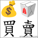 買賣 對應Emoji 💰 🥡  的對照PNG圖片