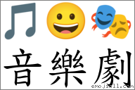 音乐剧 对应Emoji 🎵 😀 🎭  的对照PNG图片