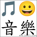 音乐 对应Emoji 🎵 😀  的对照PNG图片