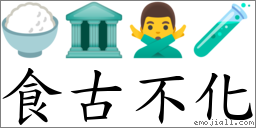 食古不化 對應Emoji 🍚 🏛 🙅‍♂️ 🧪  的對照PNG圖片