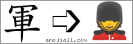Emoji: 💂, Text: 軍