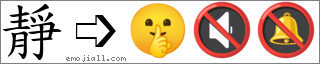 Emoji: 🤫🔇🔕, Text: 静
