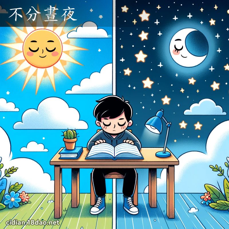 不分晝夜 - 國語辭典配圖