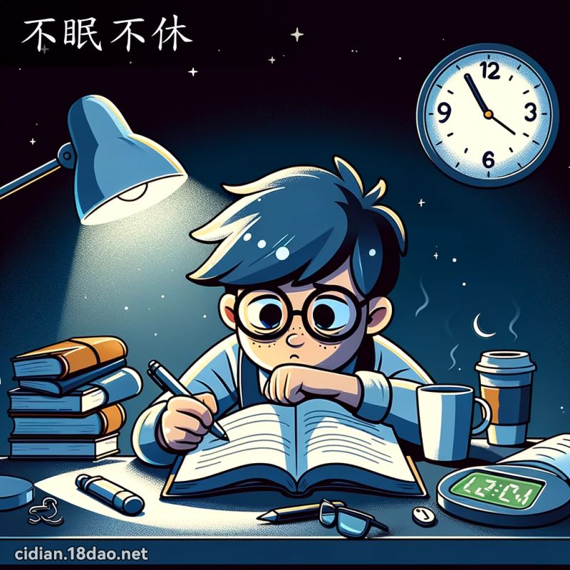 不眠不休 - 國語辭典配圖