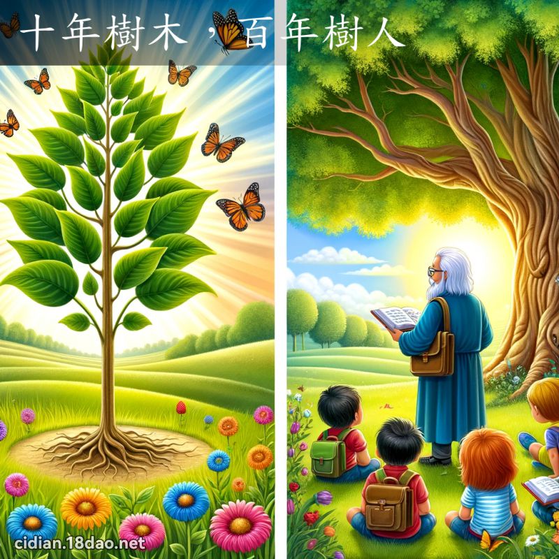 十年树木，百年树人 - 国语辞典配图