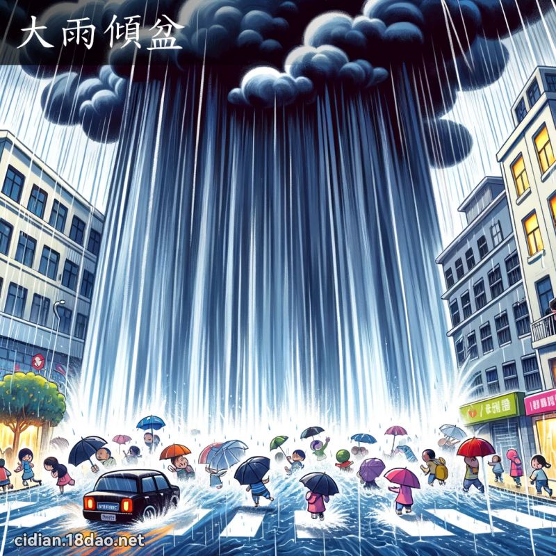 大雨倾盆 - 国语辞典配图