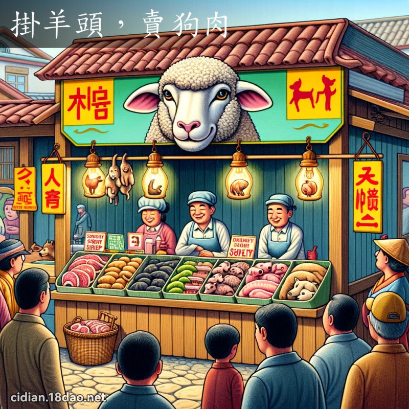 掛羊头，卖狗肉 - 国语辞典配图