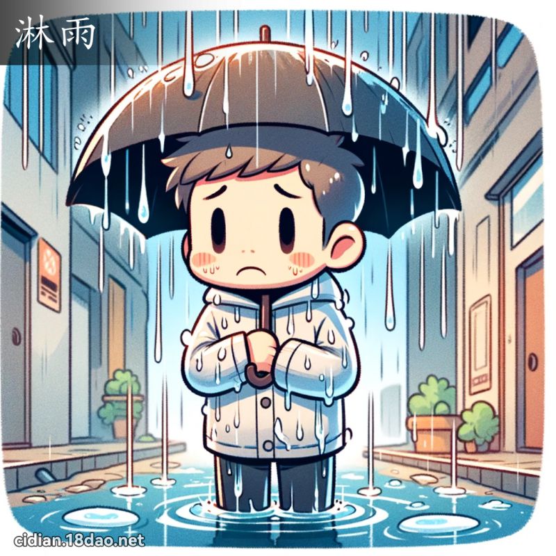 淋雨 - 国语辞典配图