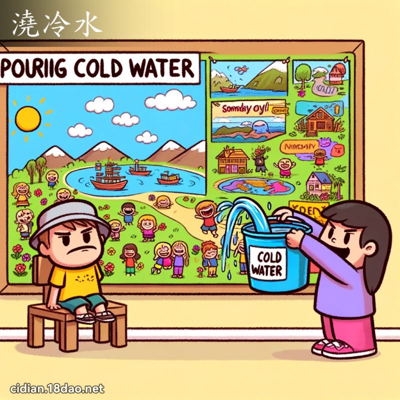 浇冷水 - 国语辞典配图