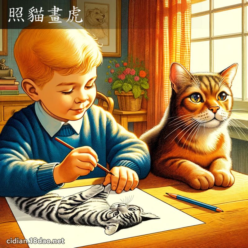 照貓畫虎 - 國語辭典配圖