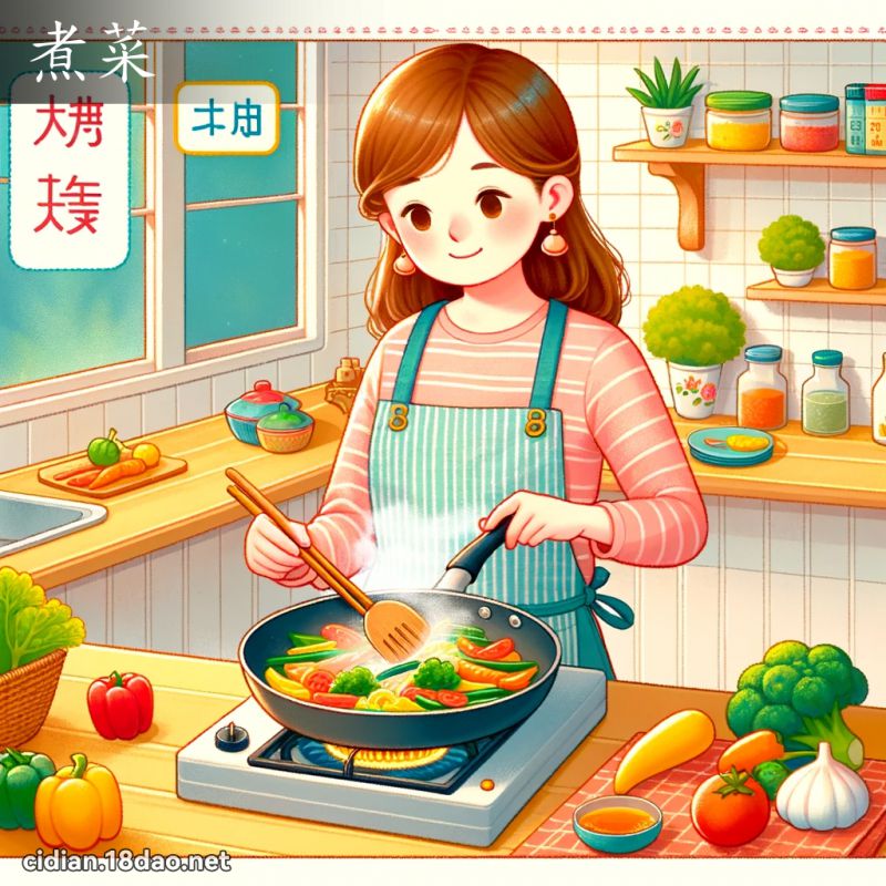 煮菜 - 國語辭典配圖