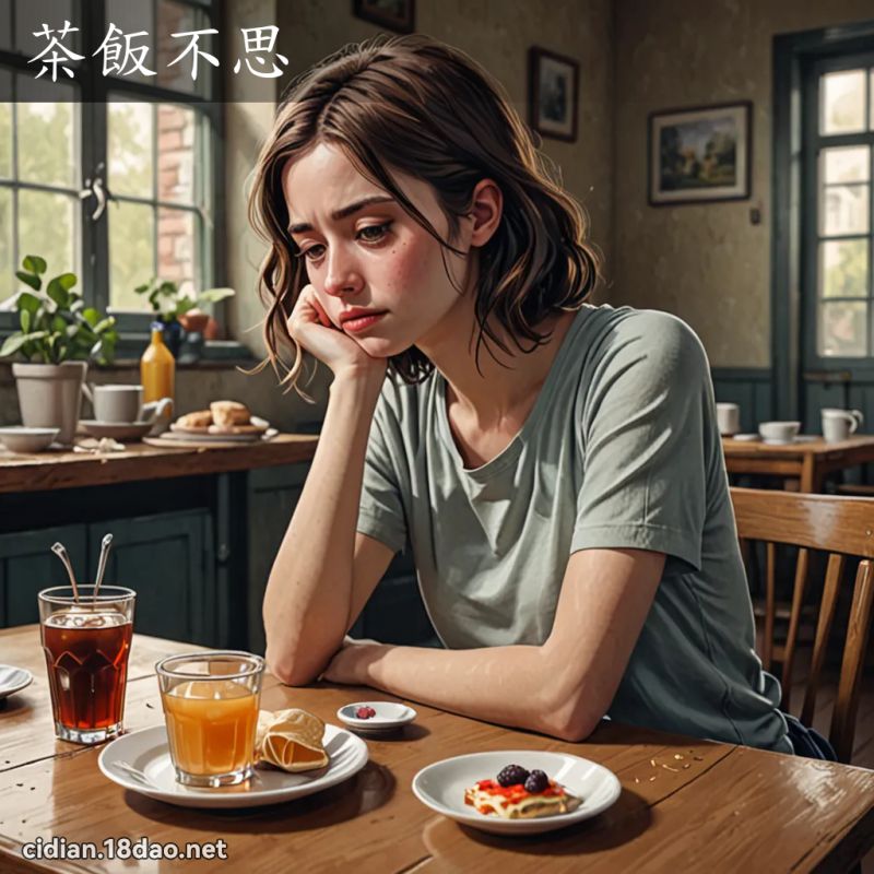 茶飯不思 - 國語辭典配圖