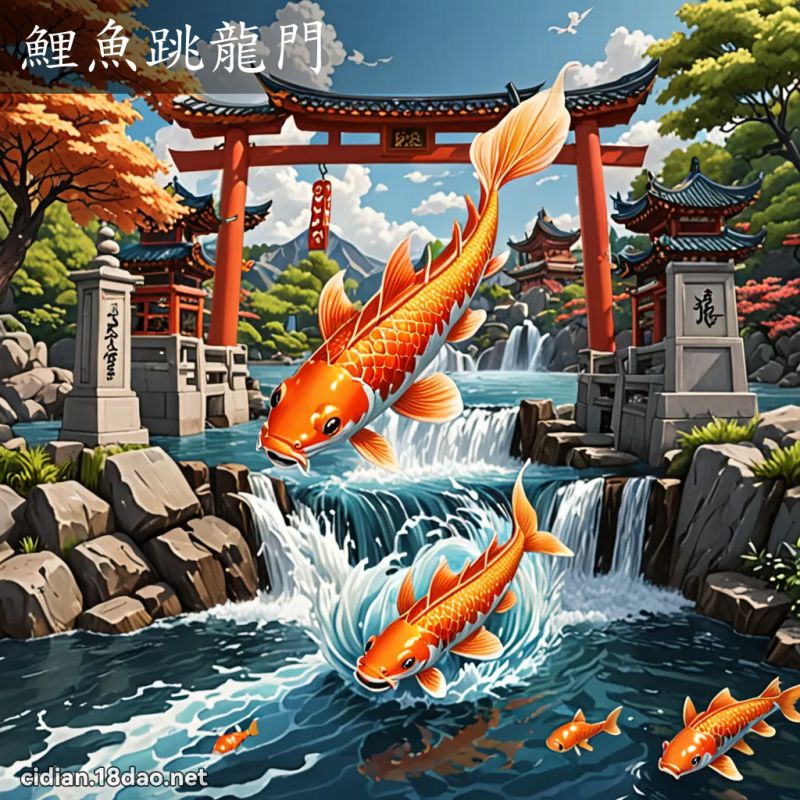 鯉魚跳龍門 - 國語辭典配圖